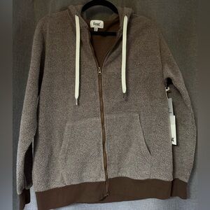 Feat Women's Brown Zip-Up Hoodie